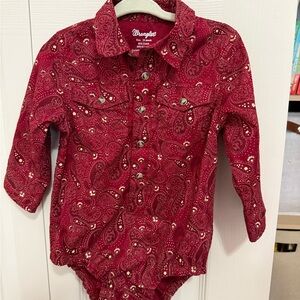 Wrangler Red Paisley Long Sleeve Snap Western Shirt